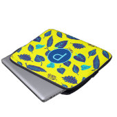 Helles Gelbes Tropisches Blattmuster Monogramm Laptopschutzhülle (Vorne Knopf)