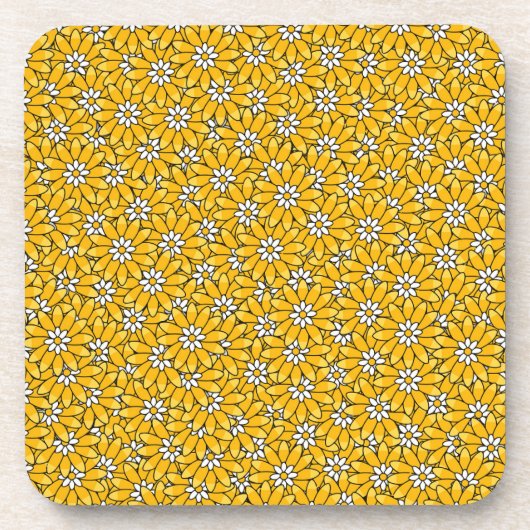 Helles gelbes überlappendes Blumenmuster Getränkeuntersetzer (Vorderseite)