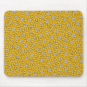 Helles gelbes überlappendes Blumenmuster Mousepad