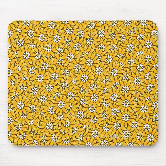 Helles gelbes überlappendes Blumenmuster Mousepad (Vorne)
