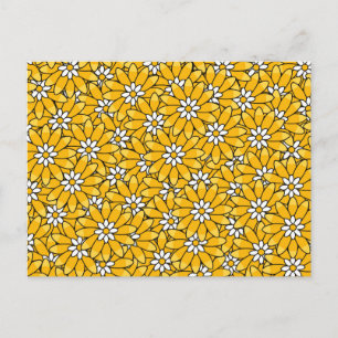Helles gelbes überlappendes Blumenmuster Postkarte
