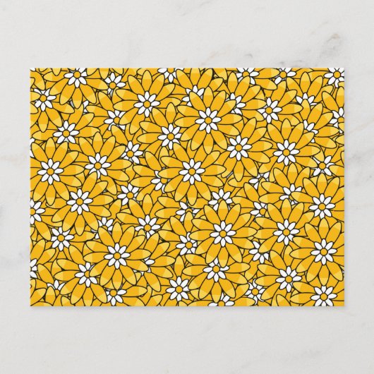 Helles gelbes überlappendes Blumenmuster Postkarte (Vorderseite)