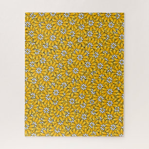 Helles gelbes überlappendes Blumenmuster Puzzle