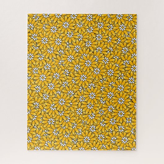 Helles gelbes überlappendes Blumenmuster Puzzle (Vertikal)