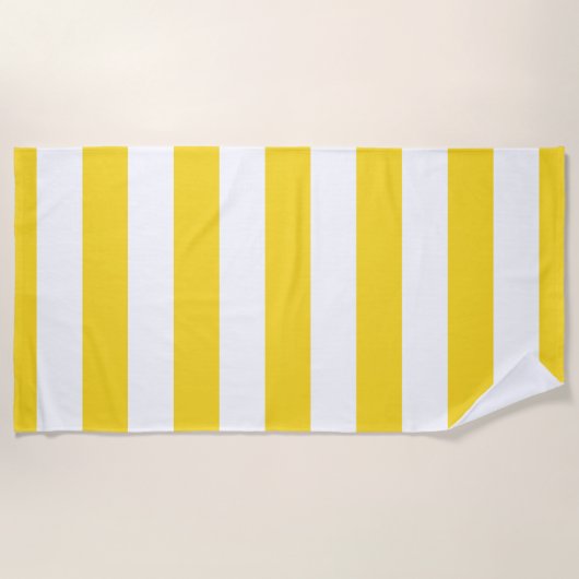 Helles gelbes weißes gestreiftes Muster Strandtuch (Vorderseite)