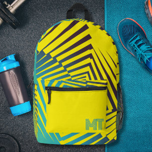Helles Gelbgrün abstraktes Dschungel-Style-Muster Bedruckter Rucksack
