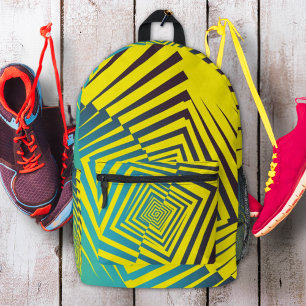 Helles Gelbgrün abstraktes Dschungel-Style-Muster Bedruckter Rucksack