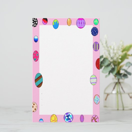 Helles gemaltes Ei-Grenzschlichtes Briefpapier (Stehend Vorderseite)