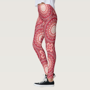 Helles, gemaltes Medallion-Muster in Rot Leggings