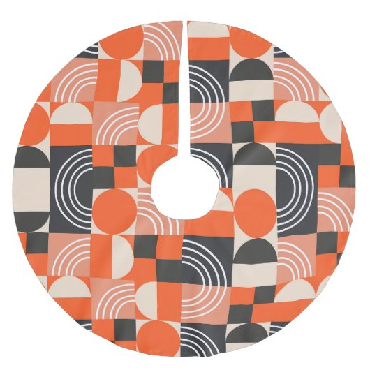 Helles geometrisches Farbblockmuster. Polyester Weihnachtsbaumdecke (Vorderseite)