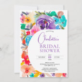 Helles, gewagtes, modernes Brautparty mit Blumenmu Einladung (Vorderseite)