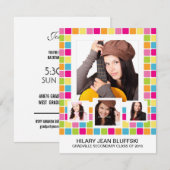 Helles Girly Absolvent-Foto der Farbe4 Einladung (Vorne/Hinten)