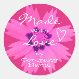 Helles Girly Pink Blume Blossom aus Liebe Runder Aufkleber