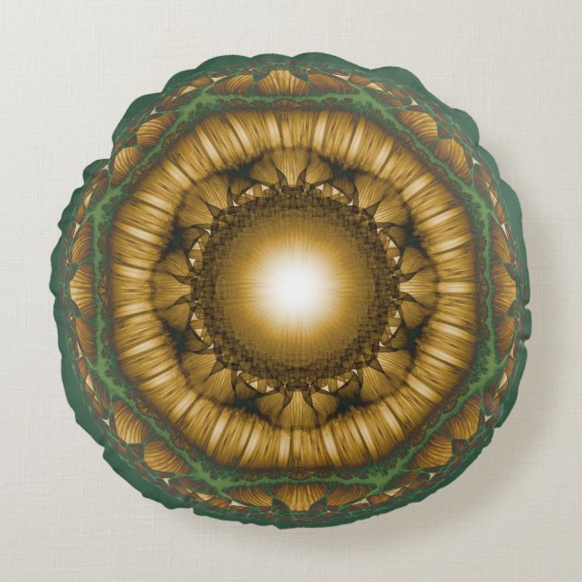 Helles glänzendes Fraktal Rundes Kissen (Vorderseite)