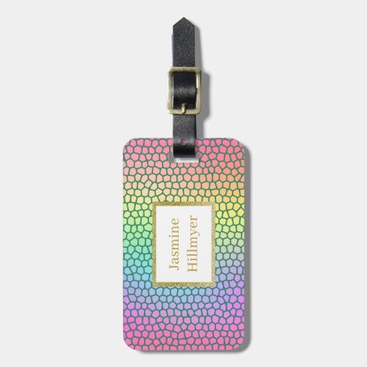 Helles GLITZER CUSTOM LUGGAGE TAG Gepäckanhänger (Vorderseite vertikal)