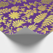 Helles Gold & Silber Weihnachtsbaummuster lila Geschenkpapier (Ecke)