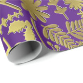 Helles Gold & Silber Weihnachtsbaummuster lila Geschenkpapier (Rolleneckpunkt)