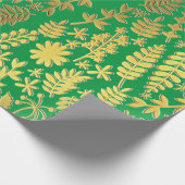 Helles Gold & Silver Weihnachtsbaum Muster Grün Geschenkpapier (Ecke)