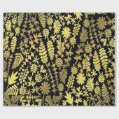 Helles Gold & Silver Weihnachtsbaum Muster Schwarz Geschenkpapier (Flach)
