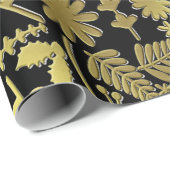 Helles Gold & Silver Weihnachtsbaum Muster Schwarz Geschenkpapier (Rolleneckpunkt)