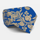 Helles Gold und blaues Blumengeschenk Krawatte (Gerollt)