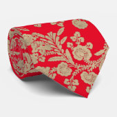 Helles Gold und rotes Blumengeschenk Krawatte (Gerollt)