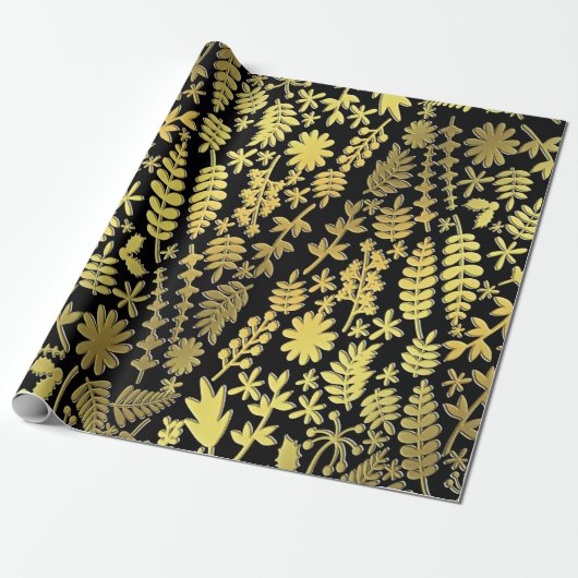 Helles Gold- und Silber-Weihnachtsbaum-Muster Schw Geschenkpapier (Ungerollt)