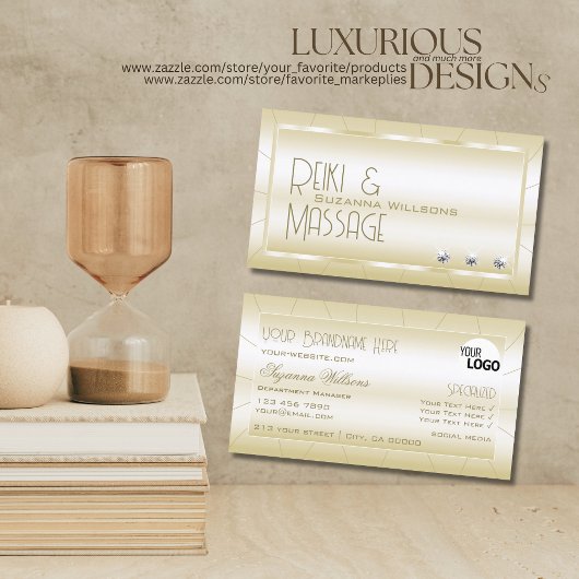 Helles Golden mit Diamanten und Logo Luxus Stilvol Visitenkarte