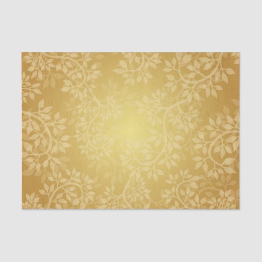 Helles goldenes Blatt- und Rebemuster Seidenpapier (Vorderseite)