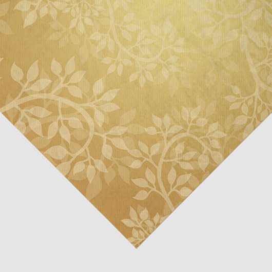 Helles goldenes Blatt- und Rebemuster Seidenpapier (Ausschnitt)