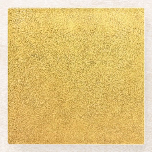 Helles goldenes Leder: Texturierter Hintergrund Glasuntersetzer (Vorderseite)