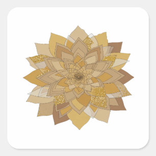 Helles Grau GOLDENES BLUMENMANTRA Crafting-Aufkleb Quadratischer Aufkleber