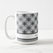 Helles, graues Schwarz Winter Weißes Schneeflocken Kaffeetasse (Links)