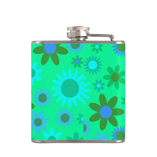 Helles Green Blume Power Pattern Flachmann (Rückseite)