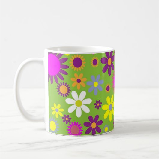 Helles Green Blume Power Pattern Kaffeetasse (Links)