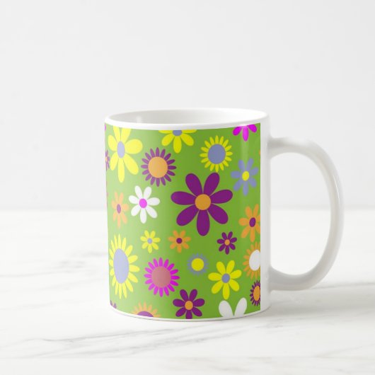 Helles Green Blume Power Pattern Kaffeetasse (Rechts)