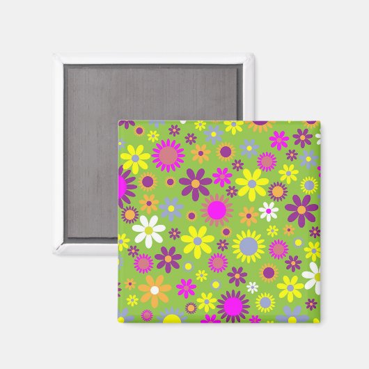 Helles Green Blume Power Pattern Magnet (Vorderseite/Rückseite)