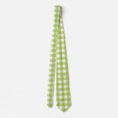 Helles Green Gingham in White Vichy Karo Design Krawatte (Rückseite)