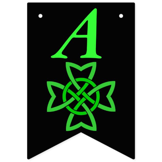 Helles Green Irish Celtic Knot Design auf schwarz Wimpelkette (Zweite Fahne)