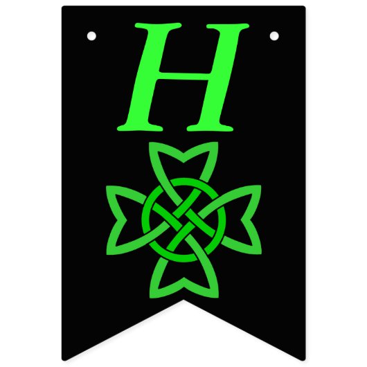 Helles Green Irish Celtic Knot Design auf schwarz Wimpelkette (Erste Fahne)