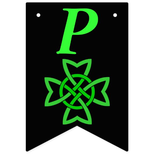 Helles Green Irish Celtic Knot Design auf schwarz Wimpelkette (Dritte Fahne)