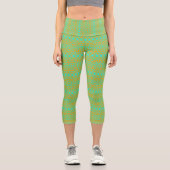 Helles Green und Orange Muster Capri Leggings (Vorderseite)
