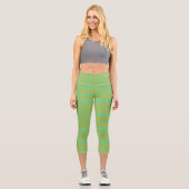 Helles Green und Orange Muster Capri Leggings (Vorderseite)