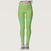 Helles Green und Orange Muster Leggings (Vorderseite)