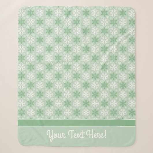 Helles Green und Winter White Snowflake Muster Sherpadecke (Vorderseite)