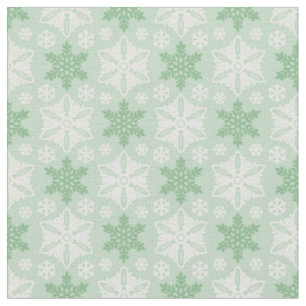 Helles Green und Winter White Snowflake Muster Stoff