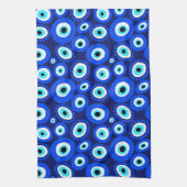 Helles griechisches Augenmuster auf dem blaublauen Geschirrtuch (Vertikal)