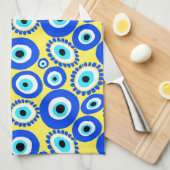 Helles griechisches Augenmuster auf Gelb Geschirrtuch (Viertel Falte)