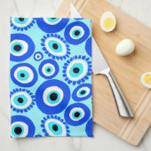 Helles griechisches Augenmuster im Aqua Blue Geschirrtuch (Viertel Falte)