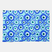 Helles griechisches Augenmuster im Aqua Blue Geschirrtuch (Horizontal)